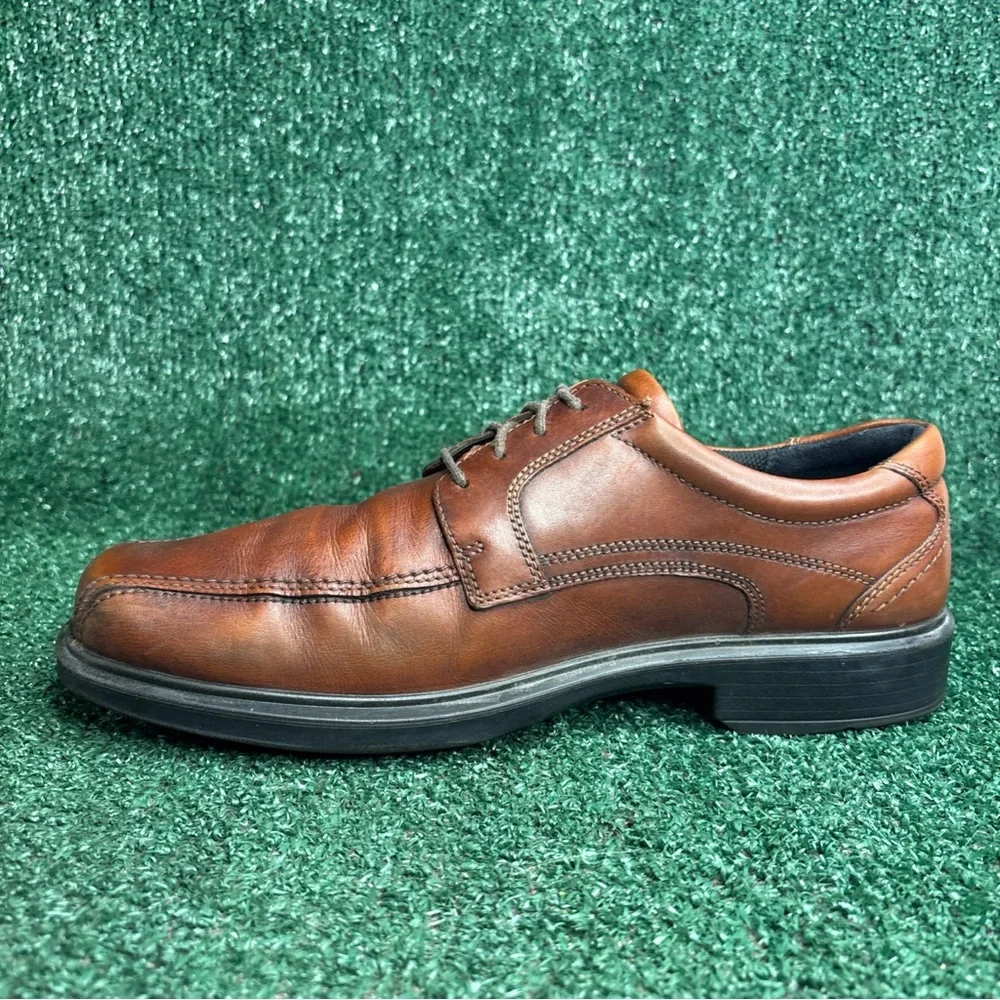 Ecco Mens 10-10.5 /‎ 44 Brown Leather Oxford Helsinki Lace Up Dress Shoes